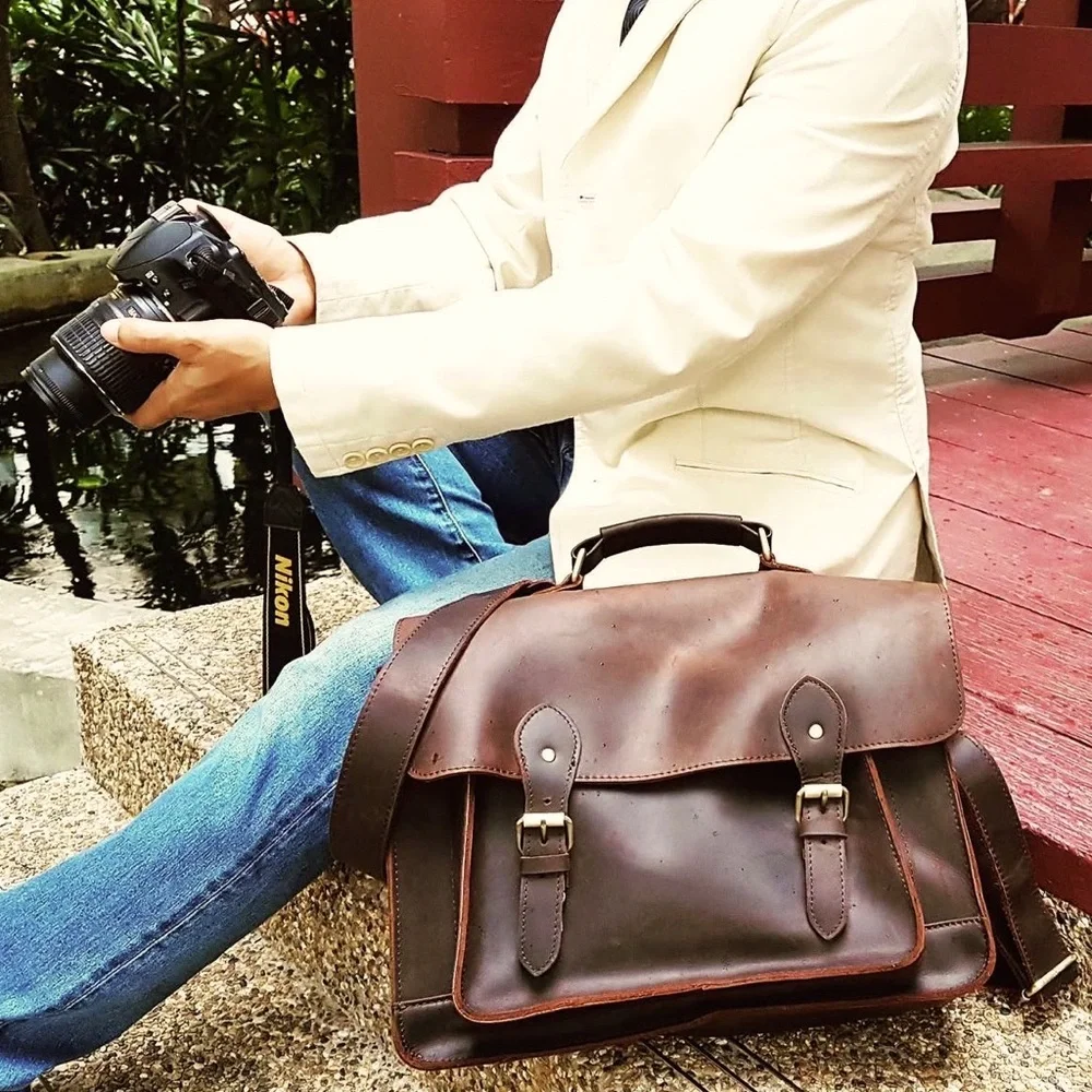 Purple Relic Classic Brown Leather Bag